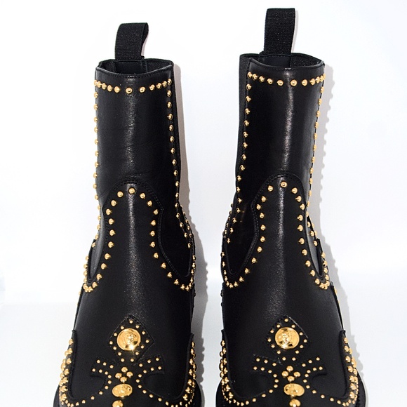 Versace Women’s Studded Leather Cowboy Ankle Boots - Picture 6 of 13
